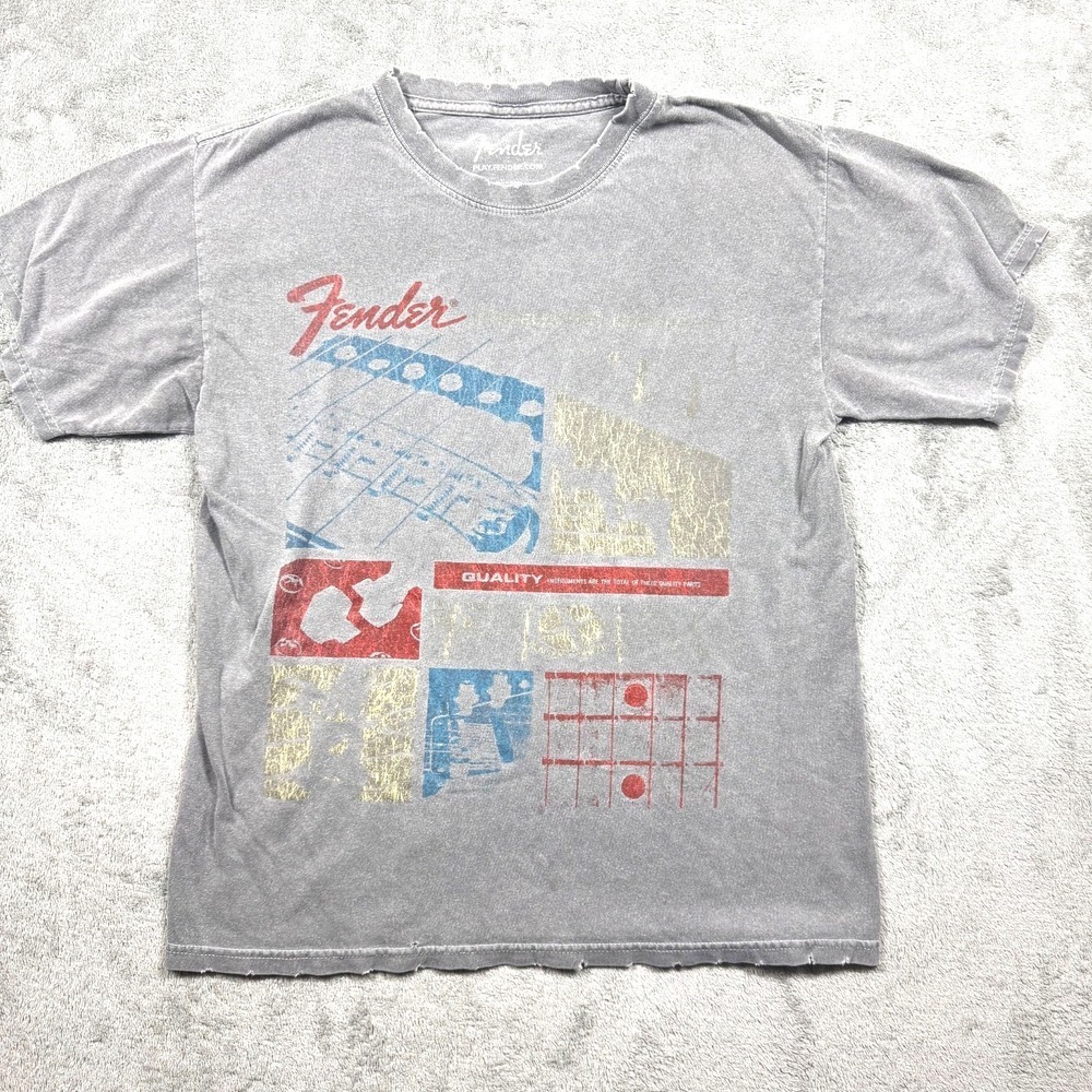Fender Graphic Tee Men's Small Distressed Guitar Rock Music Grunge
